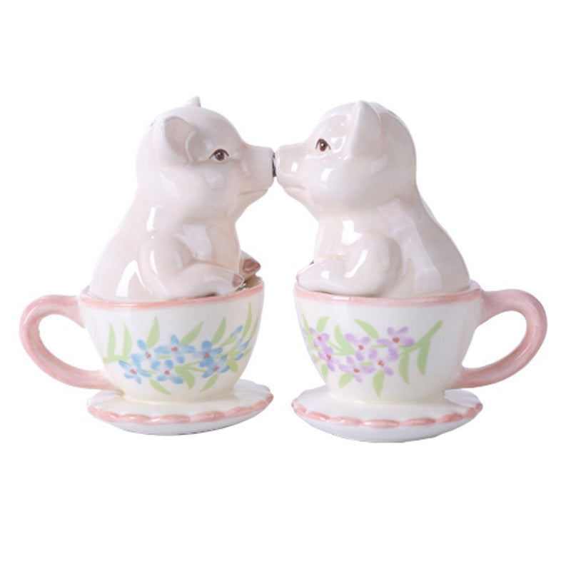 [Australia - AusPower] - Mr. and Mrs. Kissing Pig 3 inch Ceramic Stoneware Salt and Pepper Shaker Set by Pacific Trading 
