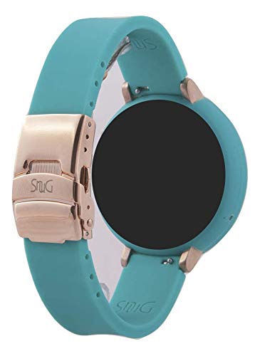 [Australia - AusPower] - The Original SnuG watchbands 16mm Perfect fit Bracelet Band, Replacement Smart Watch Band Strap - Silicone - Quick Release - Stainless Steel Deployant Buckle Turquoise w Rose Gold Buckle 