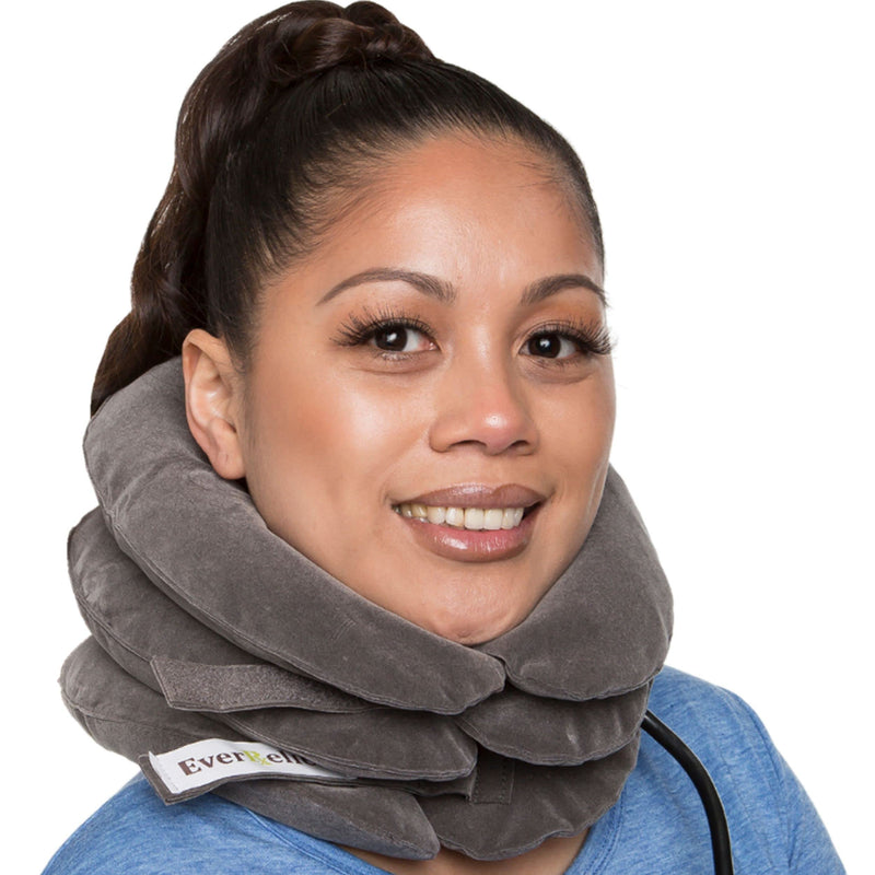 [Australia - AusPower] - Cervical Neck Traction Device by EverRelief - Inflatable Neck Stretcher Collar for Instant Neck & Shoulder Decompression - US Owned & FDA Registered Support Brace for at Home Neck Pain Relief 