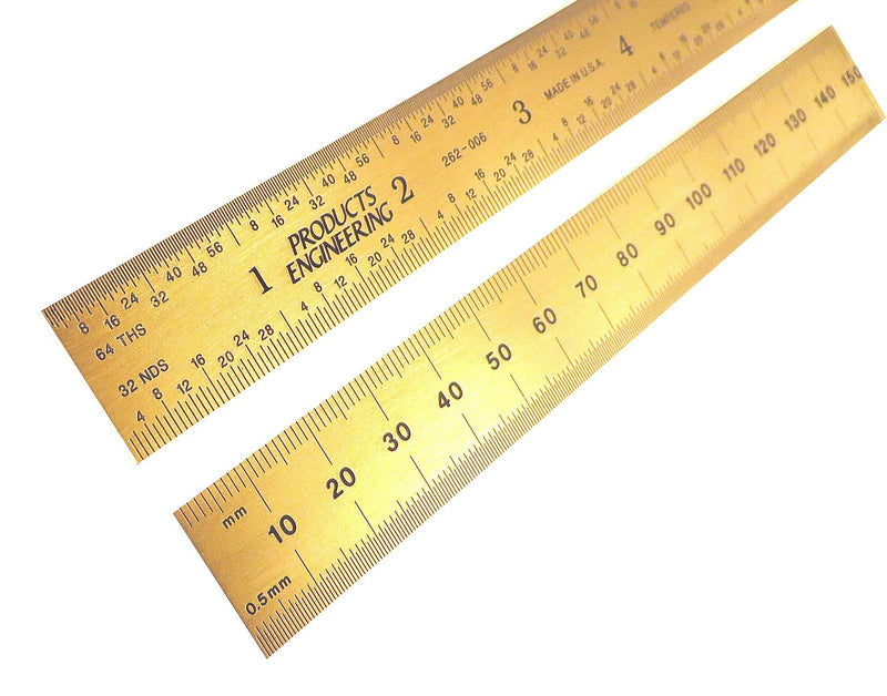 [Australia - AusPower] - PEC Tools Rigid 6" 150 mm English/Metric Titanium Nitride (TiN) Coated Extreme Scratch Resistant Ultra High Contrast Machinist Engineer Ruler Scale with Markings .5mm, mm, 1/32" and 1/64" 262-006TN 