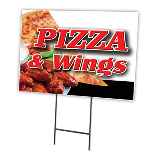 [Australia - AusPower] - Pizza & Wings 18"x24" Yard Sign & Stake Outdoor Plastic coroplast Window 
