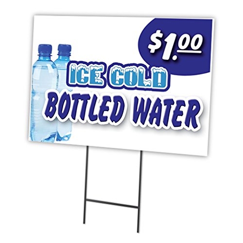 [Australia - AusPower] - ICE Cold Drinks 12"x16" Yard Sign & Stake Outdoor Plastic coroplast Window 18" X 24" Single Sided 