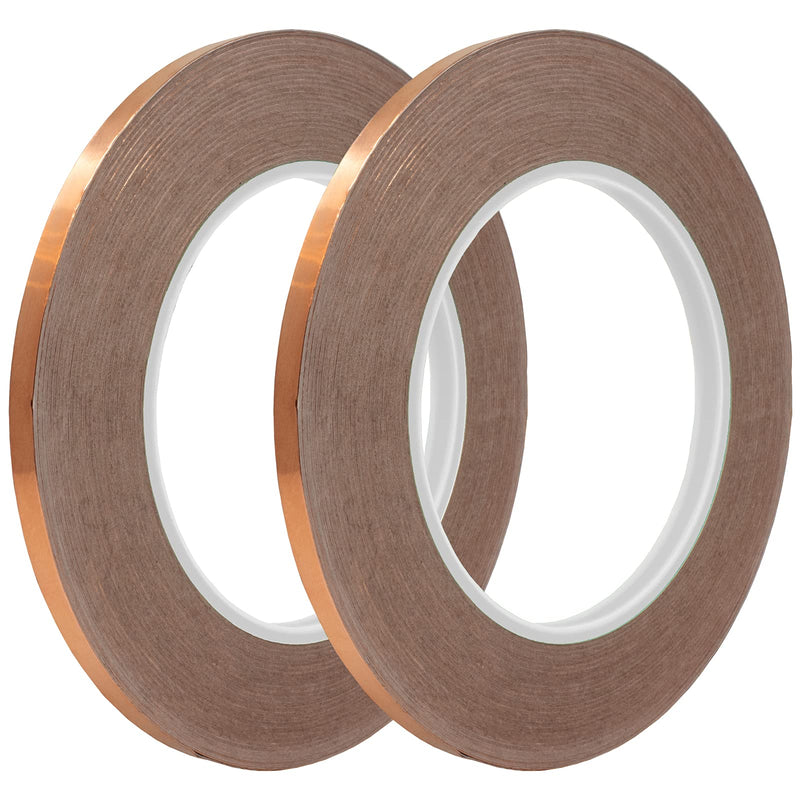 [Australia - AusPower] - Copper Foil Tape [1/4 Inch x 108ft, Pack of 2] Copper Tape Conductive Adhesive for EMI Shielding Barrier, Electrical Conductive for Soldering, Stained Glass, Grounding, and Repair 
