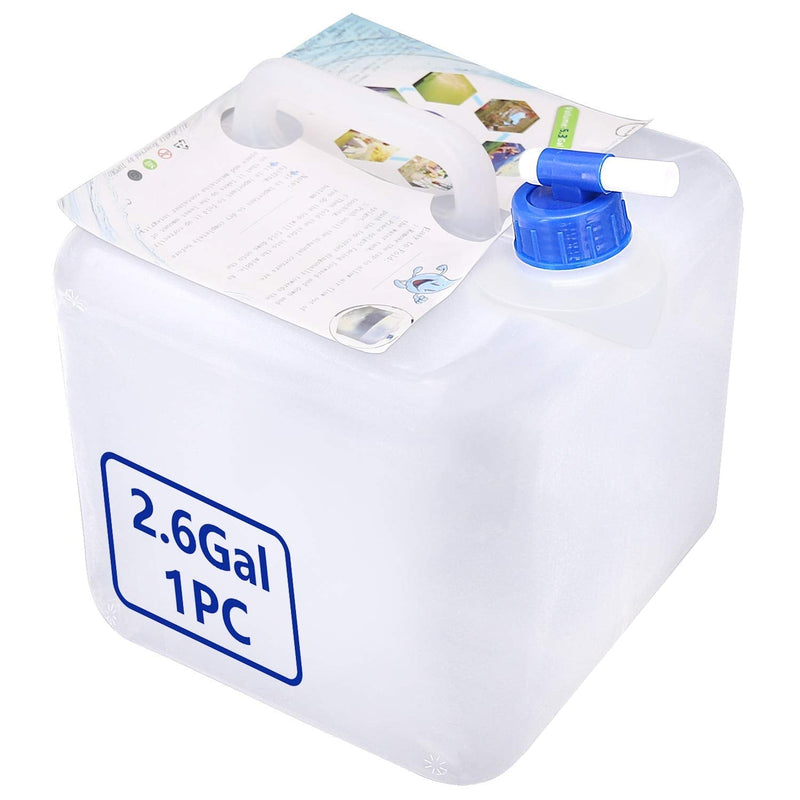 [Australia - AusPower] - Foldable Cube Camping Water Container Collapsible Hiking Water Storage Bag Gallon Water Carrier, BPA-free, Portable Water Jug Tank Canteen for Hurricane Flood Emergency Reservoir (2.6gallon-1pack) 