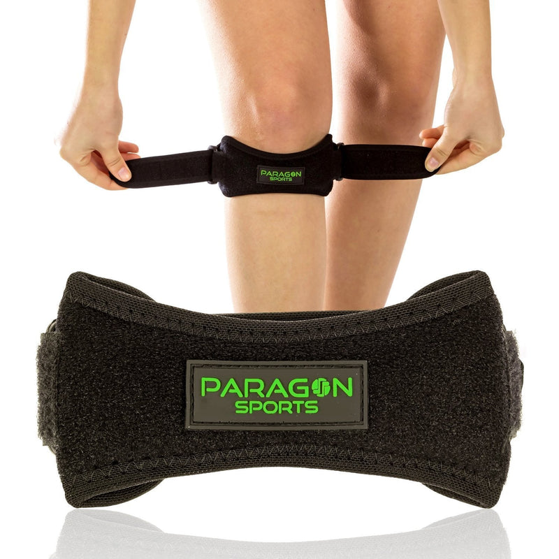 [Australia - AusPower] - Paragon Sports Patella Knee Strap for Running, Fitness, Stairs Climbing/Adjustable Patellar Tendon Support Band for Basketball, Athletics Pain Relief Brace for Jumper's Knee and Chondromalacia Black 2 pack 