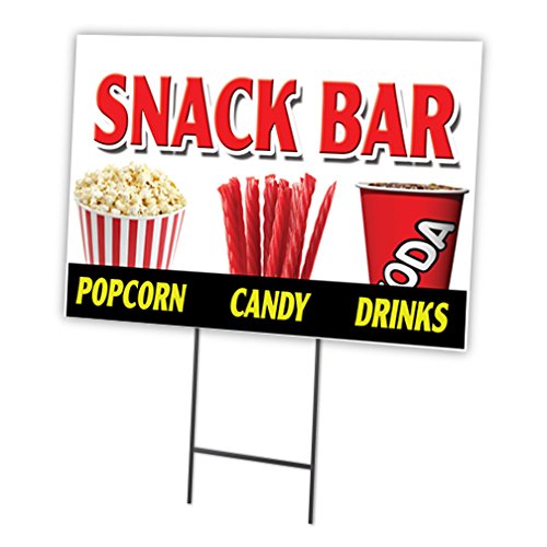 [Australia - AusPower] - Snack BAR Candy Popcorn 12"x16" Yard Sign & Stake Outdoor Plastic coroplast Window 12" X 16" Single Sided 