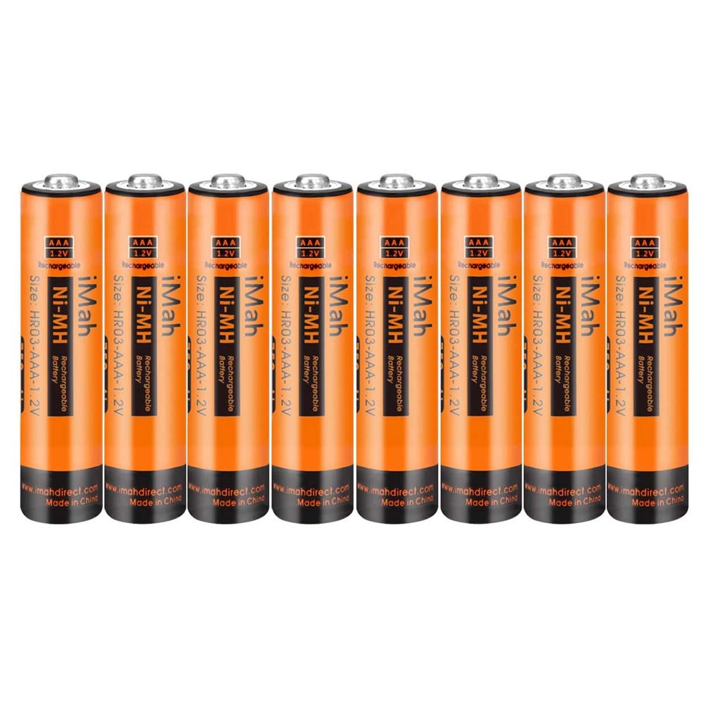 [Australia - AusPower] - 8-Pack iMah AAA Rechargeable Batteries 1.2V 750mAh Ni-MH, Also Compatible with Panasonic Cordless Phone Battery 1.2V 550mAh HHR-55AAABU and 750mAh HHR-75AAA/B, Toys and Outdoor Solar Lights 