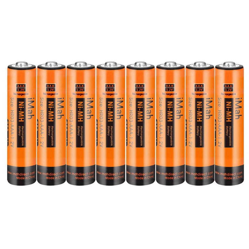 [Australia - AusPower] - 8-Pack iMah AAA Rechargeable Batteries 1.2V 750mAh Ni-MH, Also Compatible with Panasonic Cordless Phone Battery 1.2V 550mAh HHR-55AAABU and 750mAh HHR-75AAA/B, Toys and Outdoor Solar Lights 