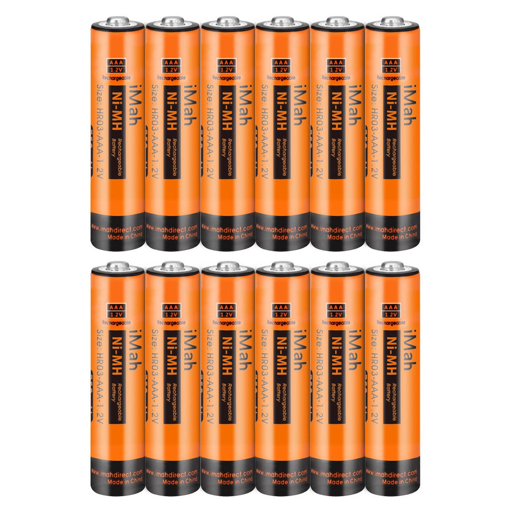 [Australia - AusPower] - 12-Pack iMah AAA Rechargeable Batteries 1.2V 750mAh, also Compatible with Panasonic Cordless Phone Battery 550mAh HHR-55AAABU and 750mAh HHR-75AAA/B HHR-4DP KX-TGEA40B KX-TGE433B KX-TGE445B KX-TG7875S 12-Pack AAA Rechargeable Batteries 