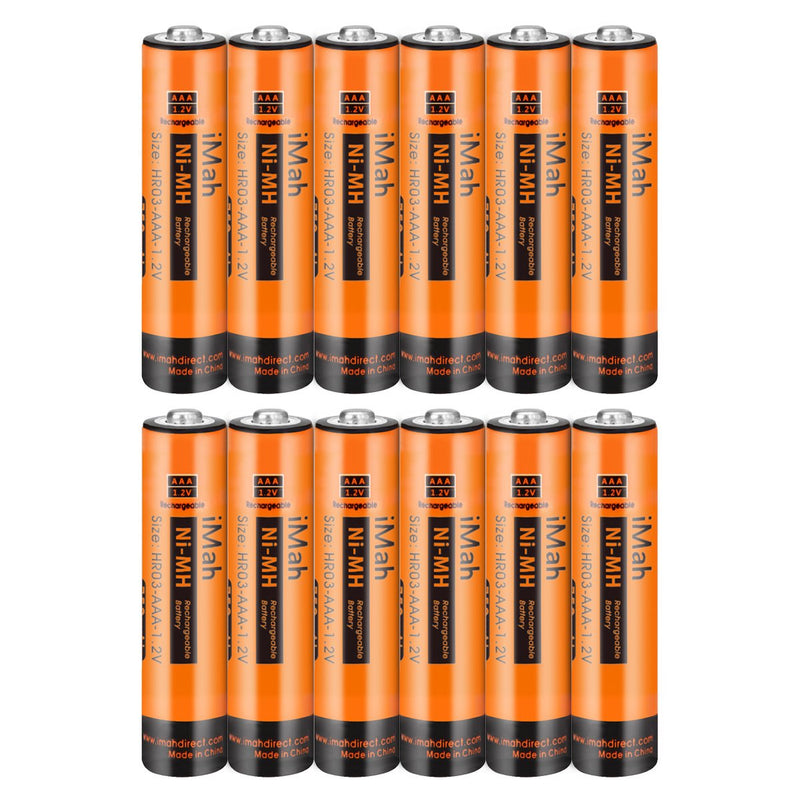 [Australia - AusPower] - 12-Pack iMah AAA Rechargeable Batteries 1.2V 750mAh, also Compatible with Panasonic Cordless Phone Battery 550mAh HHR-55AAABU and 750mAh HHR-75AAA/B HHR-4DP KX-TGEA40B KX-TGE433B KX-TGE445B KX-TG7875S 12-Pack AAA Rechargeable Batteries 