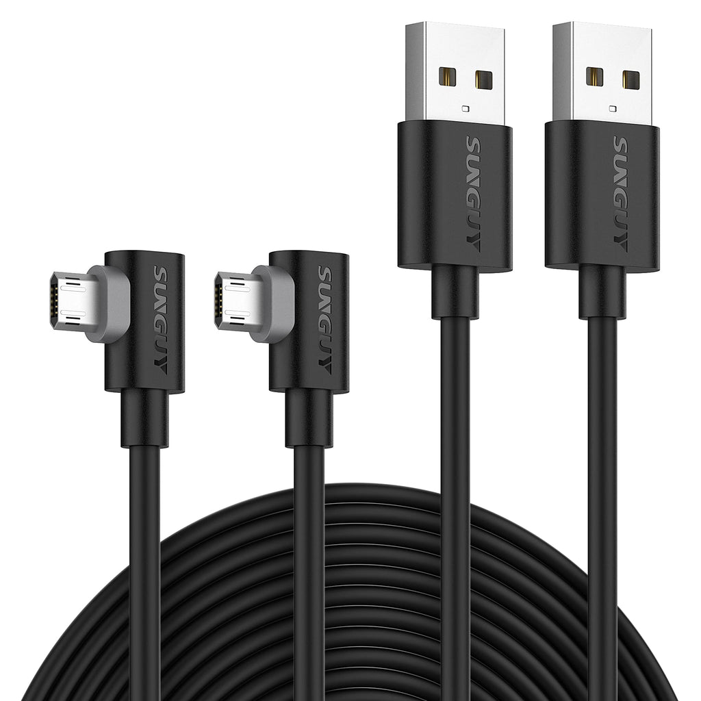 [Australia - AusPower] - 90 Degree Micro USB Cable,SUNGUY (2-Pack,10ft x2) Right Angle Reversible Micro USB Cable for PS4 & PS4 Pro/Slim,Dual Shock 4 and Xbox One Controller and Other Android Devices - Black 10FT*2 