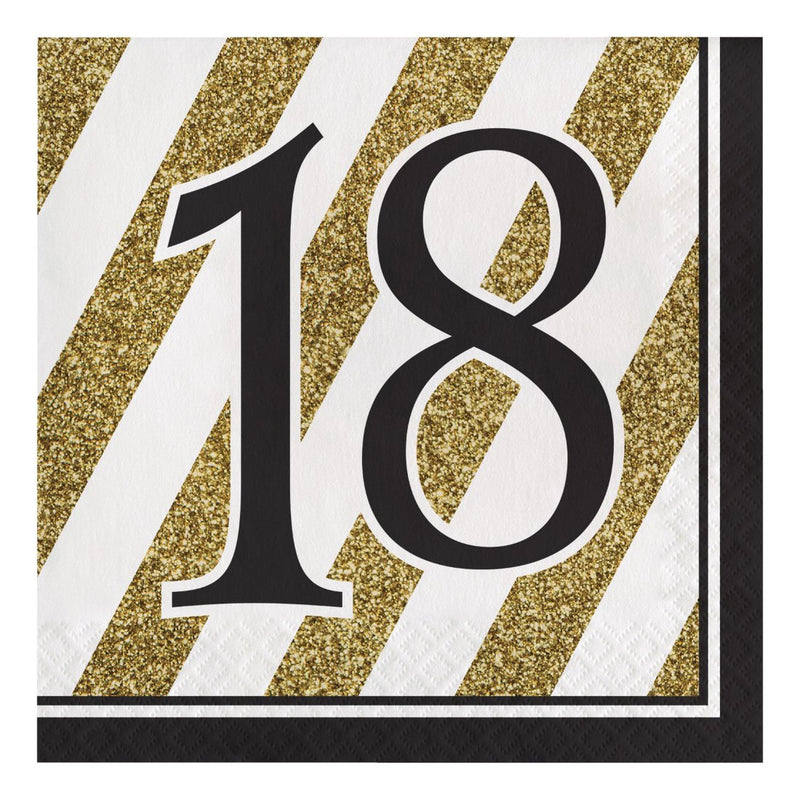 [Australia - AusPower] - Creative Converting Black and Gold 18" Paper Luncheon Napkins, One size, Happy Birthday 