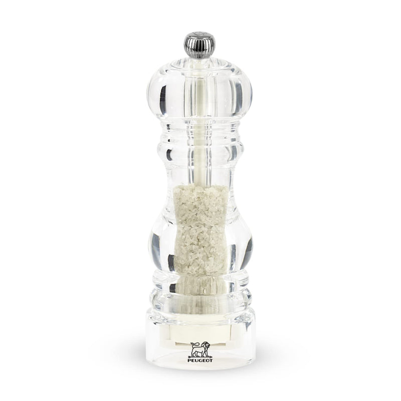 [Australia - AusPower] - Peugeot - Nancy Manual Pepper Mill and Salt Shaker Set - Transparent Adjustable Grinder and Cellar - Acrylic, Clear, 3.5 Inches 