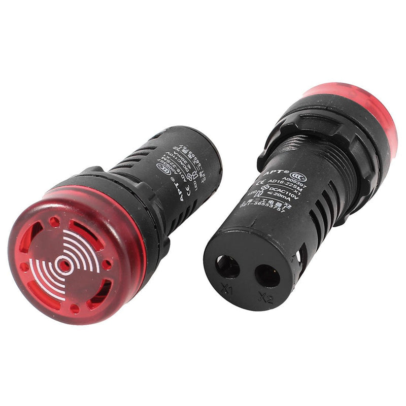 [Australia - AusPower] - uxcell a14030300ux0160 Panel Mount ACDC 110V Red LED Buzzer Alarm Signal Indicator Light 2Pcs 