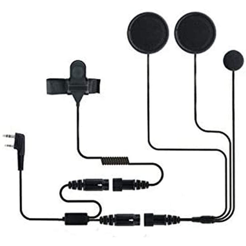 [Australia - AusPower] - BAOFENG Helmet Kit 2 PIN Full Face Motorcycle Headset Earpiece Mic, for BaoFeng/Ken Wood/WOU Xun/Pu Xing/Lin ton Two Way Radio Walkie Talkie, Black 