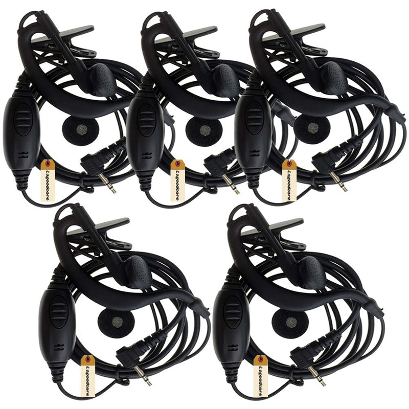 [Australia - AusPower] - 2.5MM 1 Pin G Shape Earhook Ear-Clip Headset Earphone PTT and Mic Compatible for Motorola Talkabout Two Way Radio MH230R MR350R MS350R MT350R MH230TPR Walkie Talkie, Pack of 5, Lsgoodcare 