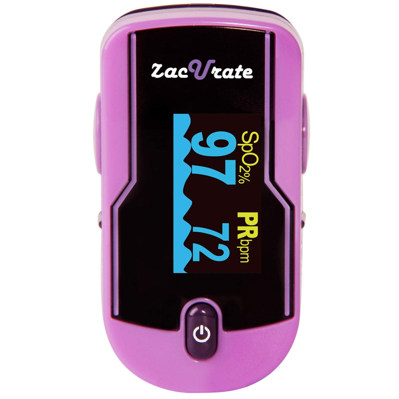 [Australia - AusPower] - Zacurate 500E Premium Fingertip Pulse Oximeter Oximetry Blood Oxygen Saturation Monitor with Silicon Cover, Batteries and Lanyard (Mystic Purple) 