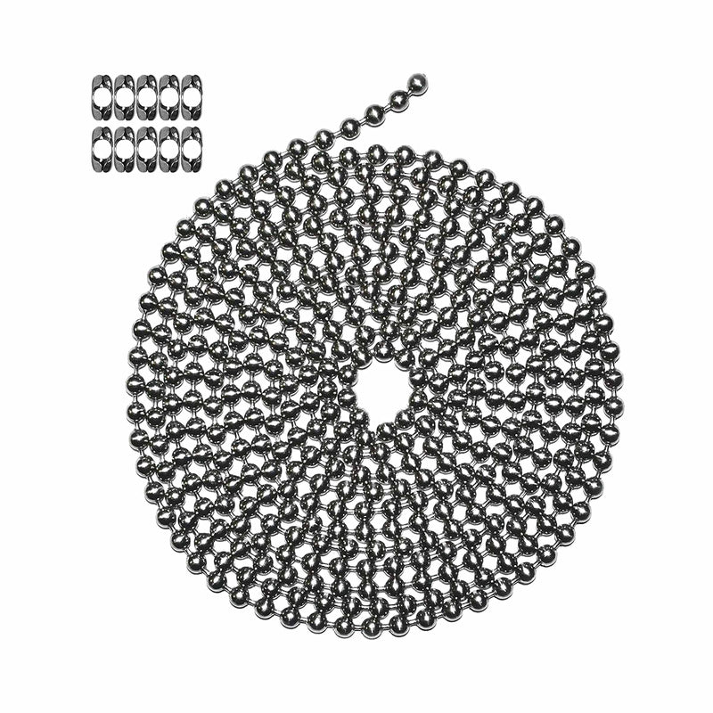 [Australia - AusPower] - Ball Chain Number 13 Stainless Steel Ball Chain - 10 Foot Long Bead Chain - 6.3 mm in Diameter - 10 Matching B Couplings 