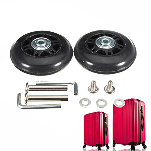 [Australia - AusPower] - 75X23mm Black Luggage Suitcase / Inline Outdoor Skate Replacement Wheels with ABEC 608zz Bearings 