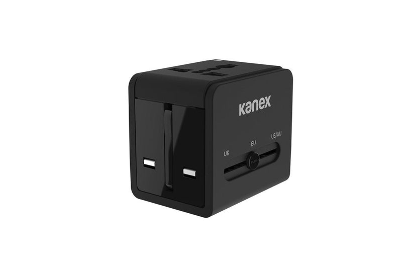 [Australia - AusPower] - Kanex Universal 4-in-1 International Power Adapter with 2 USB ports-Black 