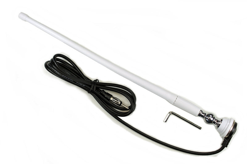 [Australia - AusPower] - AntennaMastsRus - Marine White AM-FM Rubber Ducky 15 Inch Antenna Kit for Your ATV, Boat, Camper, Go Kart, Motorhome, Pontoon, RV, Sailboat, Tractor, Trailer, UTV, Yacht 