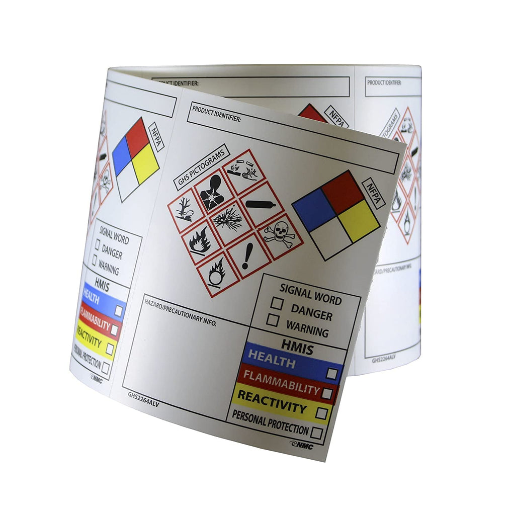 [Australia - AusPower] - NMC Roll of 250 4" x 3" GHS Secondary Container Labels, Pressure Sensitive Vinyl Stickers, GHS2264ALV 4" x 3" - Roll of 250 
