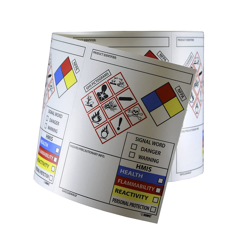 [Australia - AusPower] - NMC Roll of 250 4" x 3" GHS Secondary Container Labels, Pressure Sensitive Vinyl Stickers, GHS2264ALV 4" x 3" - Roll of 250 
