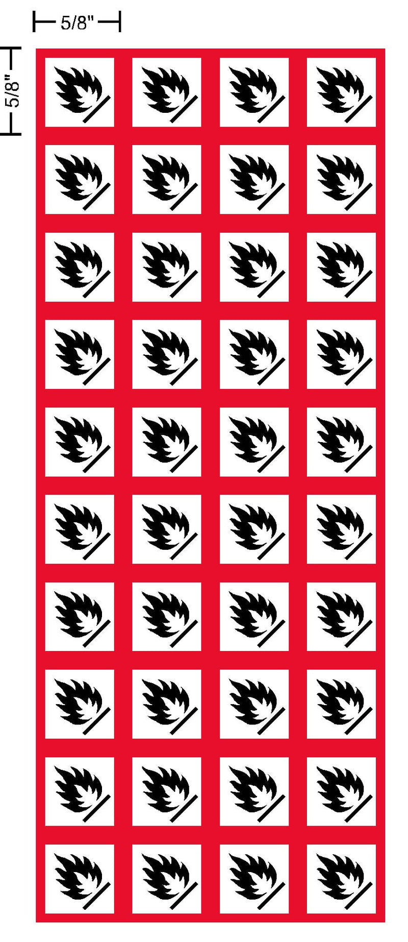 [Australia - AusPower] - GHS Flammable, Flame, Fire, Burning, Hazard, Pictogram, 5/8 inch, .625 inch Sides, Decal, Label, kit OSHA Compliant, Vinyl Sticker, Sheet, 40 of The Decals per Sheet 