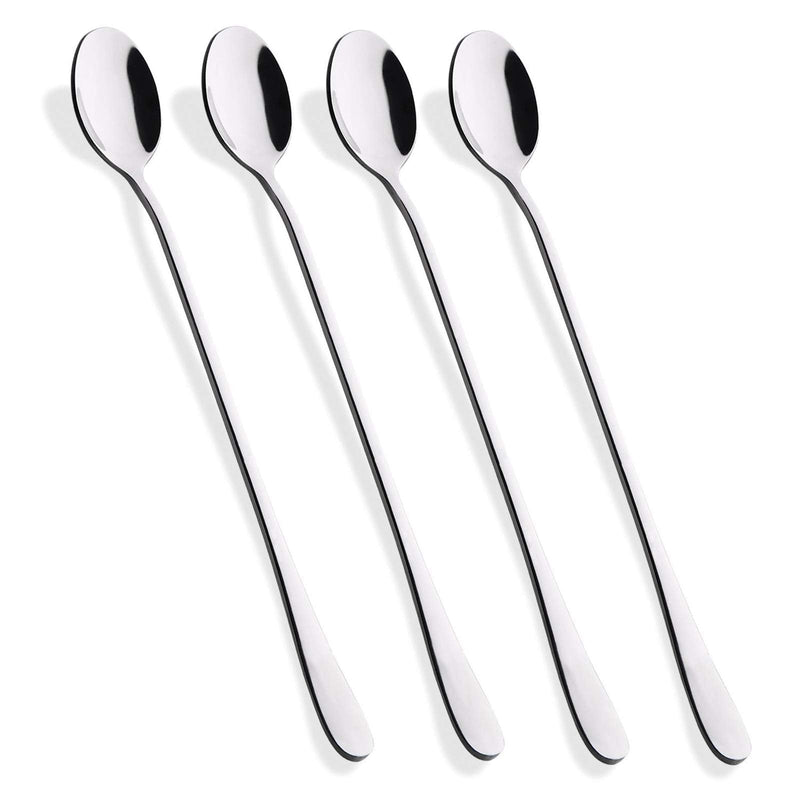[Australia - AusPower] - Hiware 9-Inch Long Handle Iced Tea Spoon, Coffee Spoon, Ice Cream Spoon, Stainless Steel Cocktail Stirring Spoons, Set of 4 Silver 