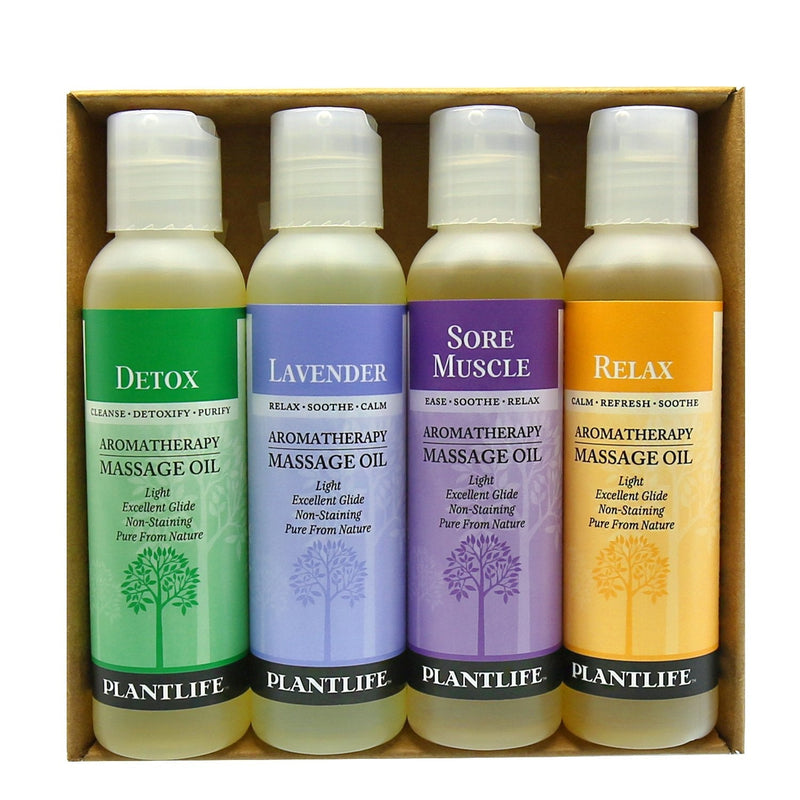 [Australia - AusPower] - Plantlife Aromatherapy Massage Oil (Detox, Lavender, Relax, Sore Muscle) - 4 Pack 