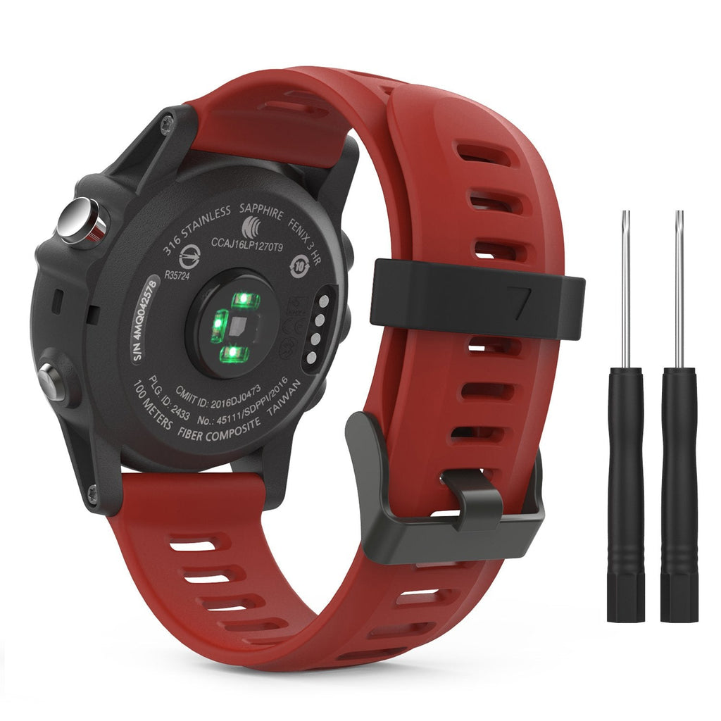 [Australia - AusPower] - MoKo Band Compatible with Garmin Fenix 3/Fenix 5X, Soft Silicone Replacement Watch Band for Garmin Fenix 3/Fenix 3 HR/Fenix 5X/5X Plus/D2 Delta PX/Descent Mk1 Smart Watch - Dark RED 