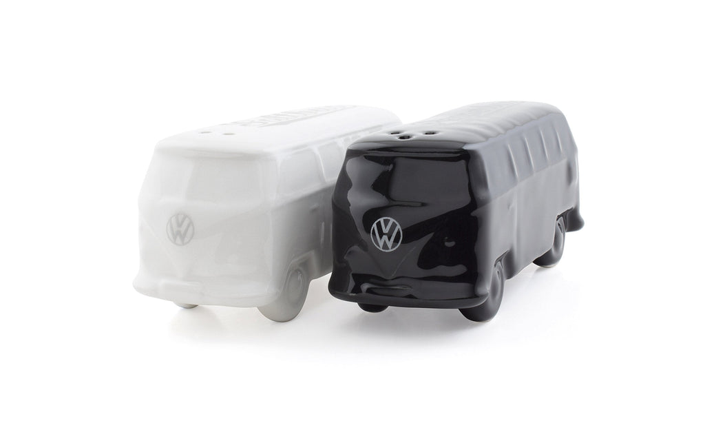 [Australia - AusPower] - BRISA VW Collection - Volkswagen Samba Bus T1 Camper Van 3D Salt & Pepper Shakers, Kitchen Table Decoration, VW Fan Gift Idea (2 pcs. Set/White/Black) White/Black 