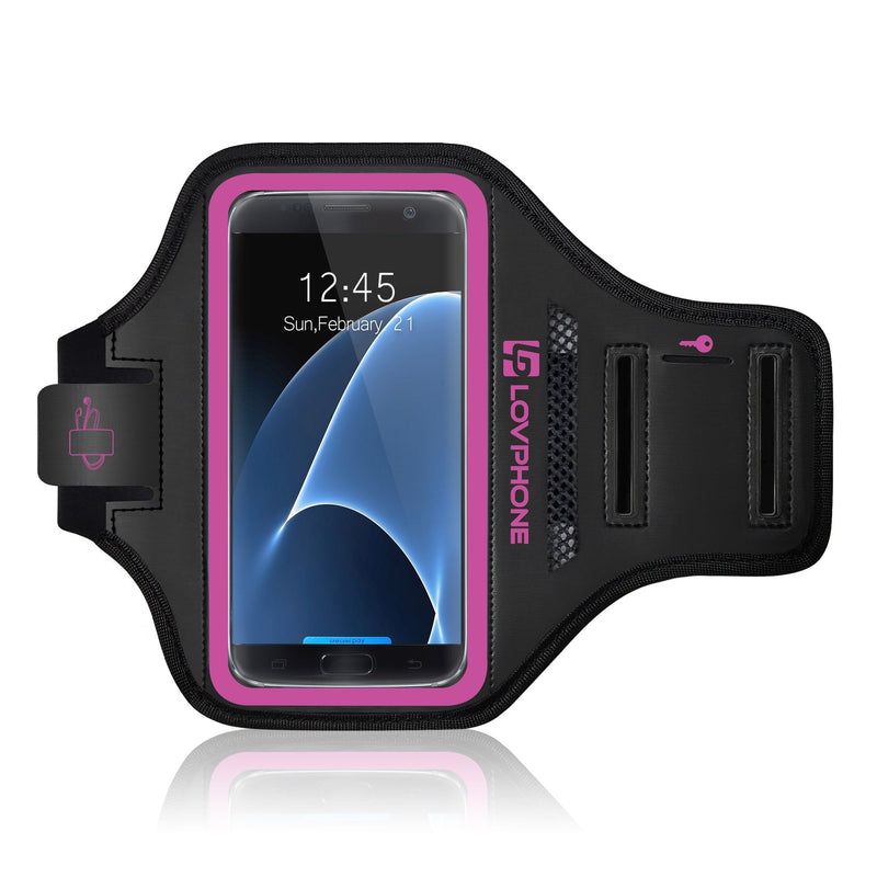 [Australia - AusPower] - Galaxy S7 Armband - LOVPHONE Easy Fitting Sport Running Exercise Gym Sportband with Key Holder & Card Slot,Water Resistant and Sweat-Proof for Samsung Galaxy S7 2016 Release.-Rosy Rosy 