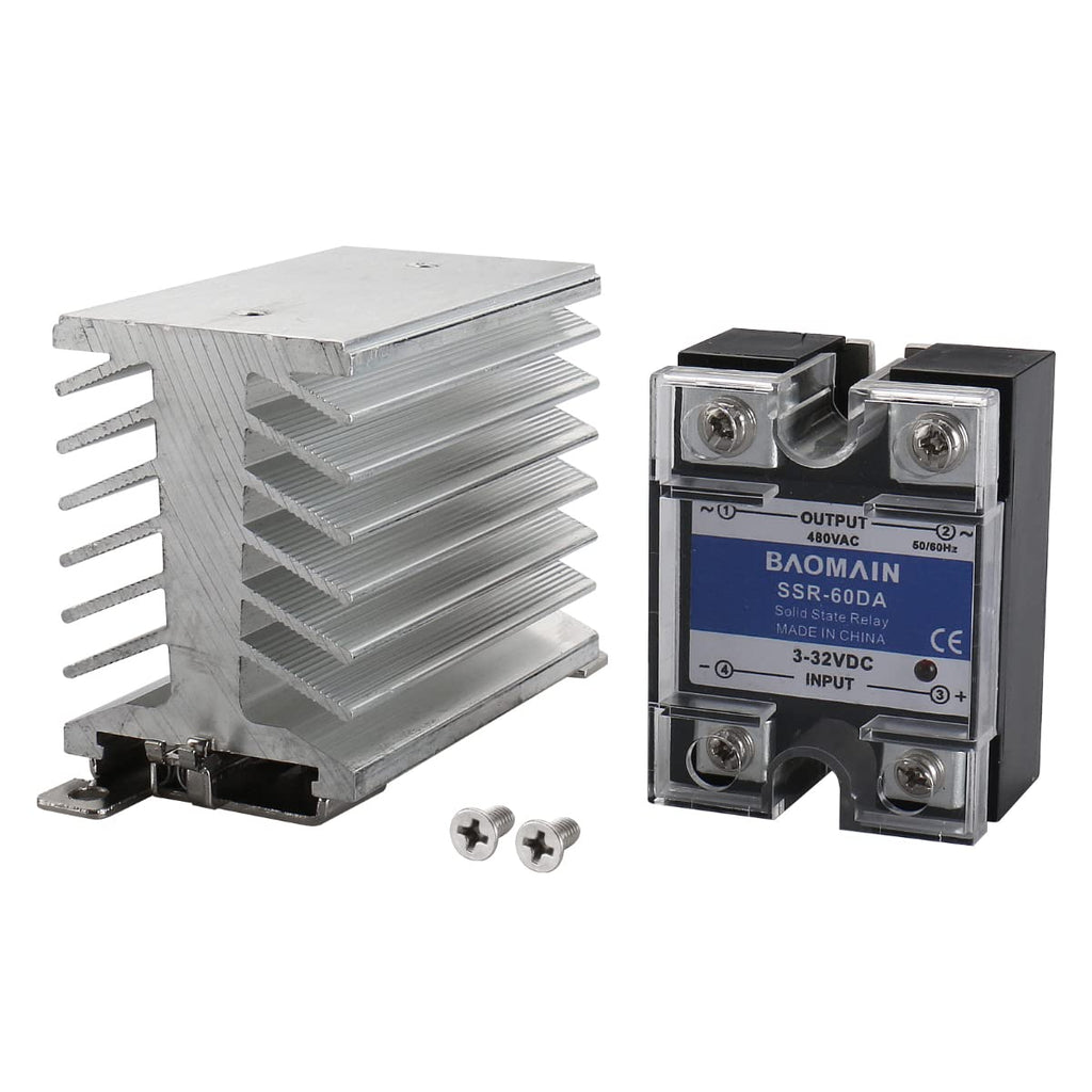 [Australia - AusPower] - Baomain SSR-60DA 60A Solid State Relay Module 4-32VDC / 24-480VAC + Heat Sink 