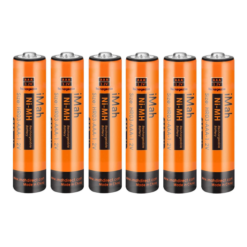 [Australia - AusPower] - iMah AAA Rechargeable Batteries 1.2V 750mAh Ni-MH, Also Compatible with Panasonic Cordless Phone Battery BK40AAABU HHR-4DPA/4B HHR-55AAABU HHR-65AAABU HHR-75AAA/B Toys Solar Lights, 6-Pack 