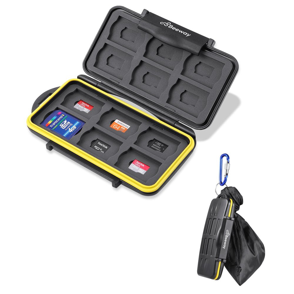 [Australia - AusPower] - BEEWAY® Tough Water Shock Resistant Protector Memory Card Carrying Case Holder 24 Slots for SD SDHC SDXC and Micro SD TF with Storage Bag & Carabiner 24Slots=12SD+ 12MicroSD 