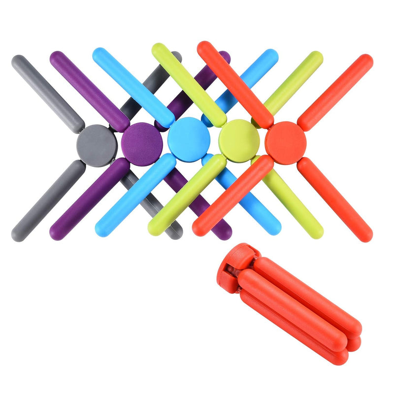 [Australia - AusPower] - Foldable Trivets (5pack), KSENDALO Eco Collapsible Trivet Set, Silicone Pot Trivet Holder Save Much Space for Kitchen Home, Multi-Color Red, Green,purple, Blue, Gray 