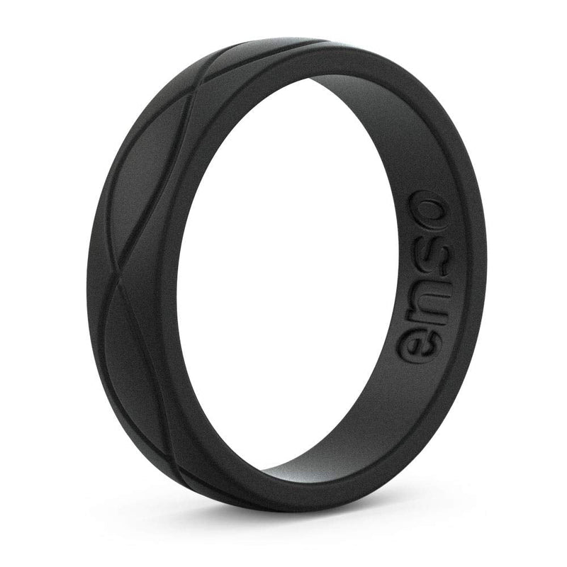 [Australia - AusPower] - Enso Rings Women’s Infinity Silicone Wedding Ring – Hypoallergenic Wedding Band for Ladies – Comfortable Band for Active Lifestyle – 4.5mm Wide, 1.5mm Thick Obsidian Black 