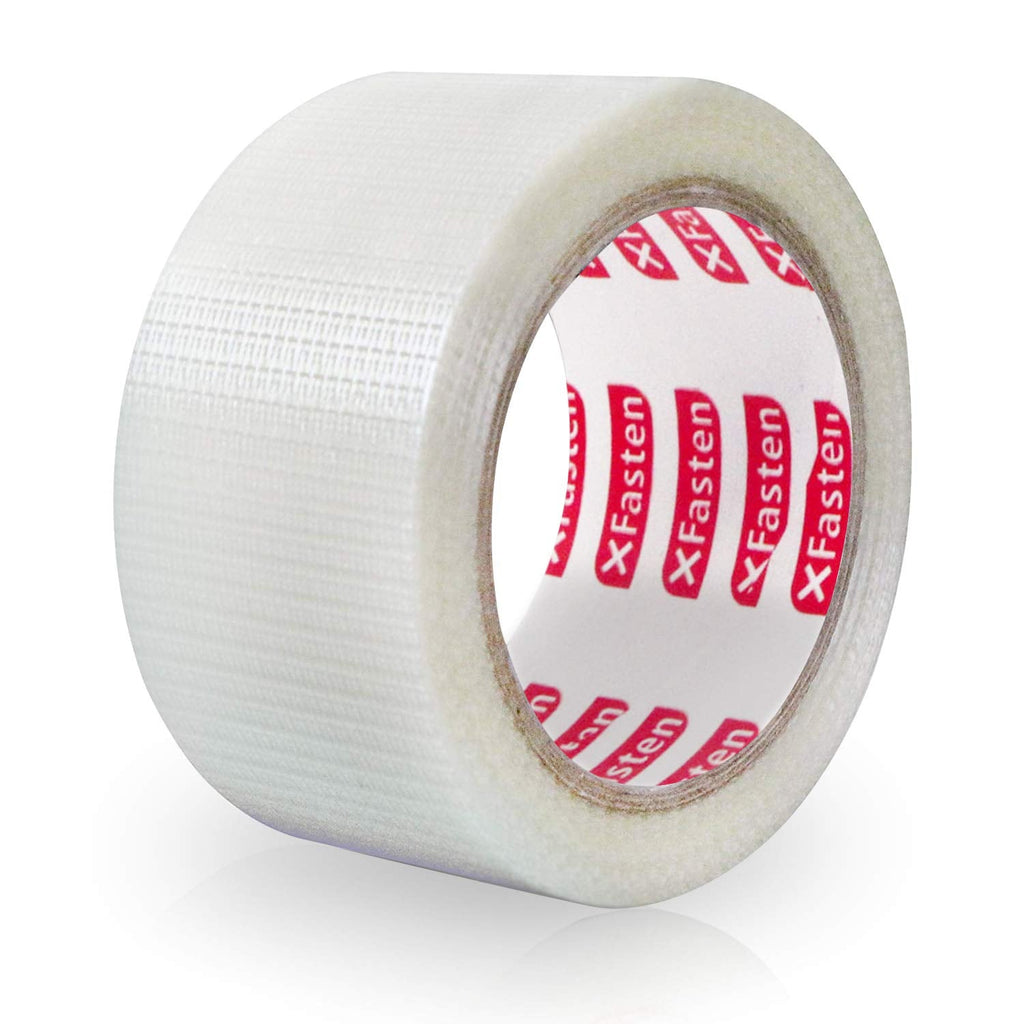 [Australia - AusPower] - XFasten Filament Duct Tape, Transparent, 2 Inches x 30 Yards, Extreme Fiberglass Reinforced Cross Strapping Tape 1 Pack (Single Roll) 