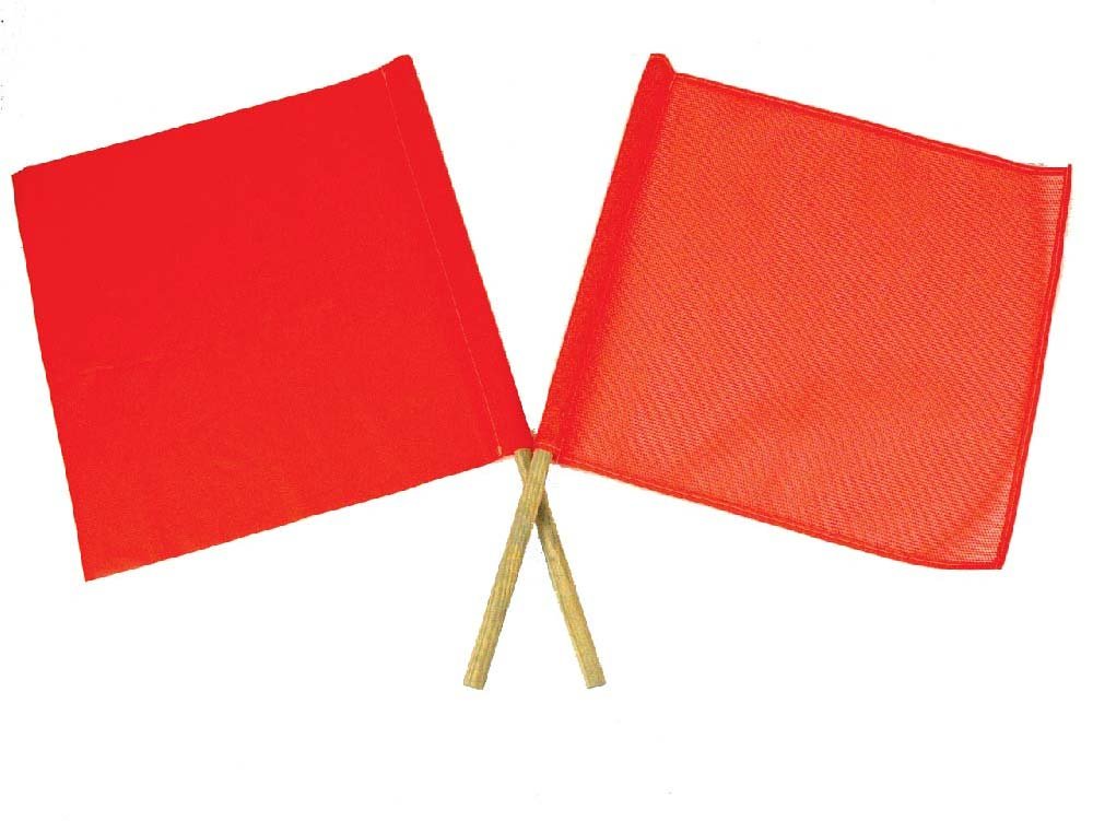 [Australia - AusPower] - NMC National Marker STF1 SAF-T-Flag - Red/Orange, No Diagonal, 18 in. x 18 in, Plastic Traffic Safety Flag with 30 in. Handle 