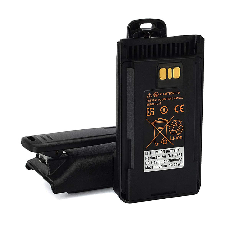 [Australia - AusPower] - HYS FNB-V134LI 2600mAh High Capacity Li-Ion Rechargeable Battery with Belt Clip for YAESU &Vertex Standard VX-450 VX-451 VX-454 VX-459 EVX-530 EVX-531 EVX-534 EVX-539 VX261 Radio 2pcs 