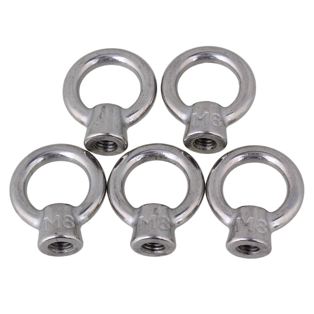 [Australia - AusPower] - CNBTR Japanese Style Silver M8 304 Stainless Steel Ring Shape Lifting Eye Nut Set of 5 