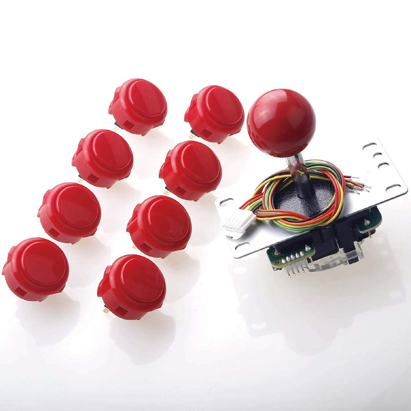 [Australia - AusPower] - Sanwa JLF-TP-8YT Joystick + Sanwa 8 pcs OBSF-30 Push Button Bundle Kit Color : Red - for Arcade Game 4 & 8 Way Adjustable, Compatible with Catz Mad SF4 Tournament Joystick S@NWA 
