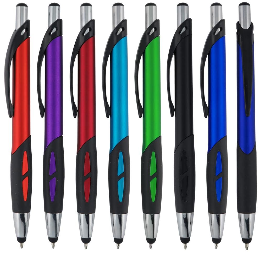 [Australia - AusPower] - Stylus Pens - 2 in 1 Touch Screen & Writing Pen, Sensitive Stylus Tip - For Your iPad, iPhone, Nook, Samsung Galaxy & More - Assorted Colors, 8 pack 8 Pack Assorted 