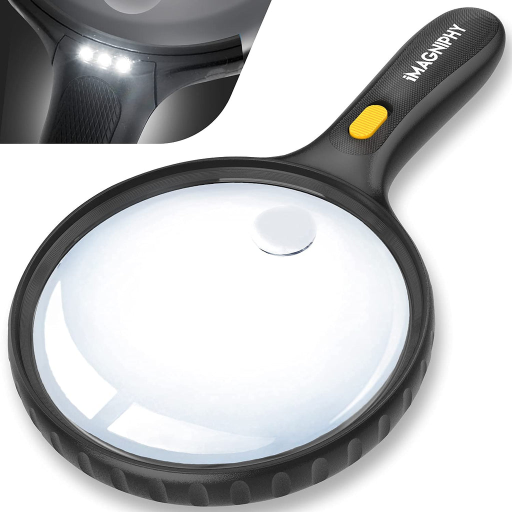 [Australia - AusPower] - iMagniphy Large Magnifying Glass with Light- 5.5-inch Lens Magnifier, 2X & 5X Magnification for Seniors with Macular Degeneration - Lighted Magnifying Glass for Reading, Soldering, Cross-Stitch 