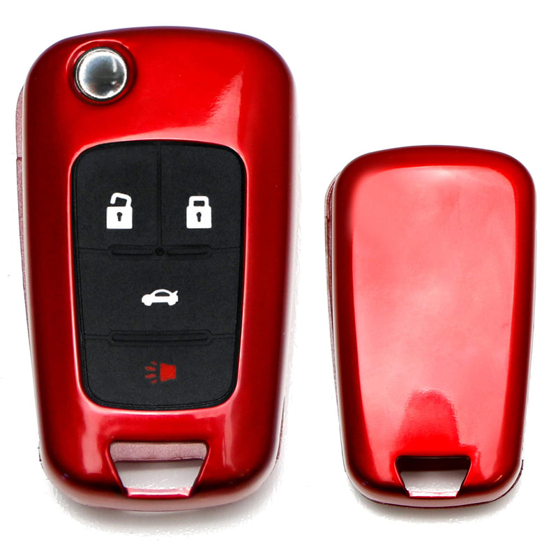 [Australia - AusPower] - iJDMTOY Exact Fit Glossy Red Smart Key Fob Shell Cover Compatible With Chevrolet GMC 3 4 or 5 Buttons Folding Key Fob (Camaro Cruze Malibu SS Spark Volt, etc) 