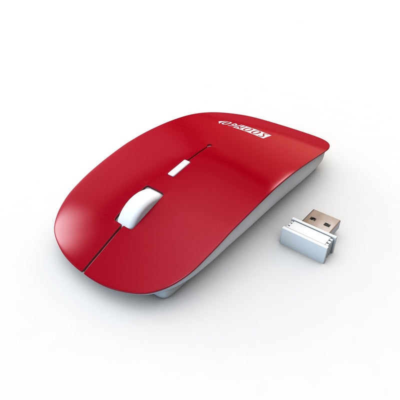 [Australia - AusPower] - Slim Wireless Computer Mouse for Laptop Optical Ergonomic USB Mice 2.4G Cordless Mice for Laptop Notebook PC red Color by SOONGO 
