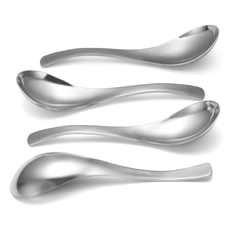 [Australia - AusPower] - Hiware Thick Heavy-weight Soup Spoons, High Quality Stainless Steel Soup Spoons, Table Spoons, Set of 6 Silver 