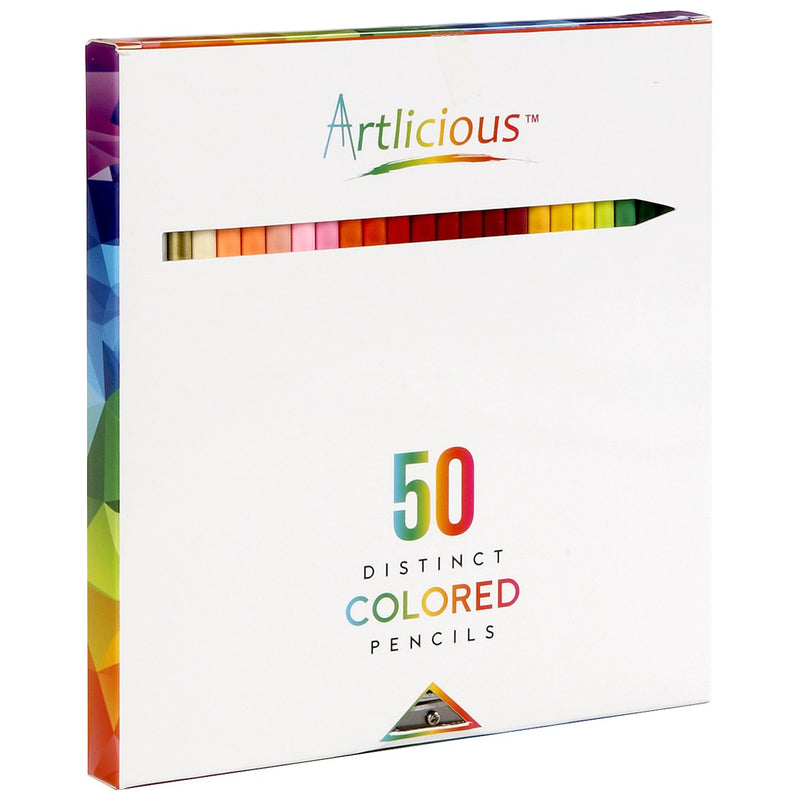 [Australia - AusPower] - ﻿﻿Artlicious Colored Pencils - Pack of 50 Distinct Colors with Sharpener, Labeled Coloring Pencils for Adults and Kids - Drawing and Art Supplies 50 Series 