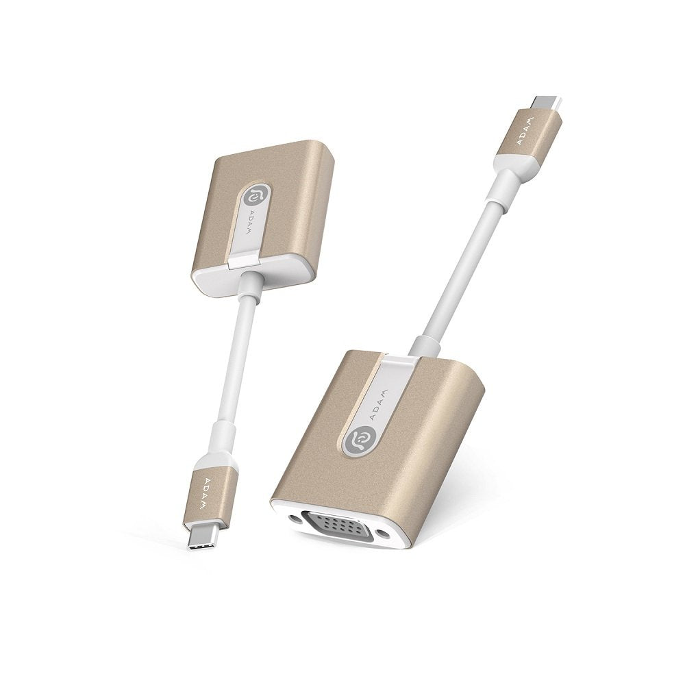 [Australia - AusPower] - ADAM Elements USB 3.1 Type C to VGA Adapter Connector Cable in Designer Colors, Up to 1920 x 1200 or 1080p Resolution for MacBook or Notebook to VGA - Gold 